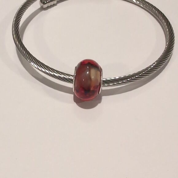 Silver Red‎ Watercolor Charm for Pandora Style Bracelet - Picture 2 of 6